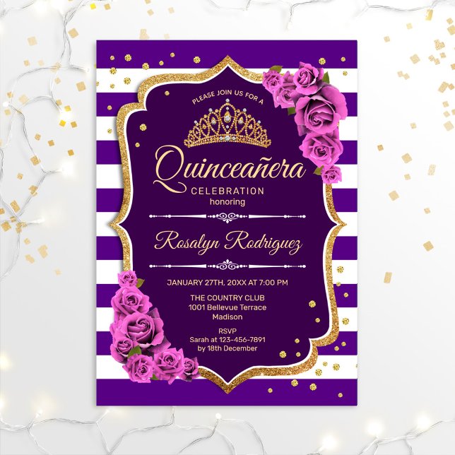 Invitación Quinceanera - Oro púrpura (Subido por el creador)