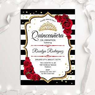 Invitación Quinceanera - Oro rojo blanco
