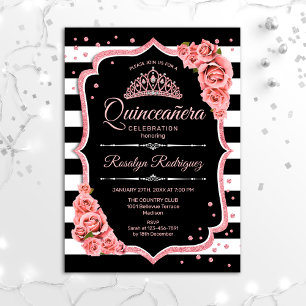 Invitación Quinceanera - Oro Rosa Negro