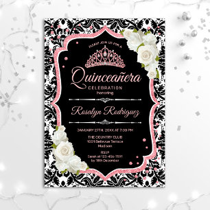 Invitación Quinceanera - Oro Rosa Negro
