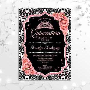 Invitación Quinceanera - Oro Rosa Negro
