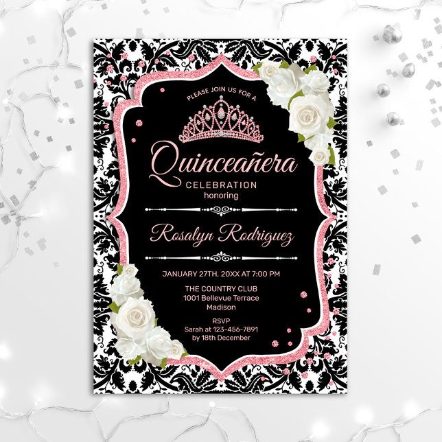 Invitación Quinceanera - Oro Rosa Negro (Subido por el creador)
