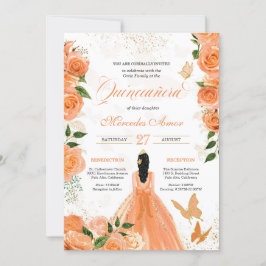 Invitación Quinceanera para mariposas y Rosas de m