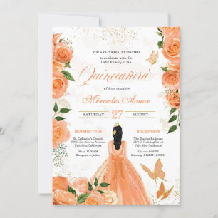 Invitación Quinceanera para mariposas y Rosas de m