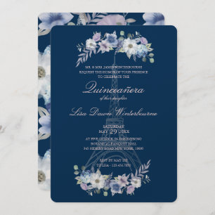 Invitación Quinceañera Paris Torre Eiffel Watercolor Floral