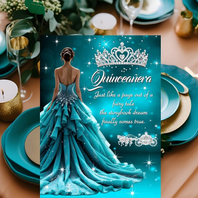 Invitación Quinceanera Partido de Cumpleaños Verde azulado Ca (Subido por el creador)