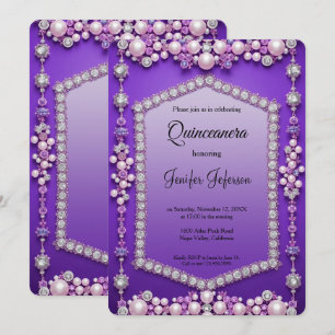 Invitación Quinceañera perlas joya moderna