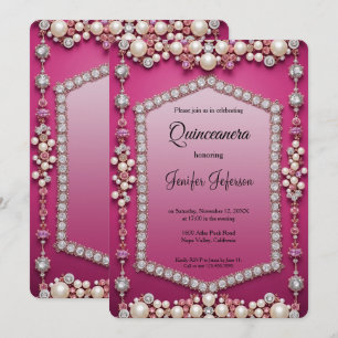Invitación Quinceañera perlas joya moderna