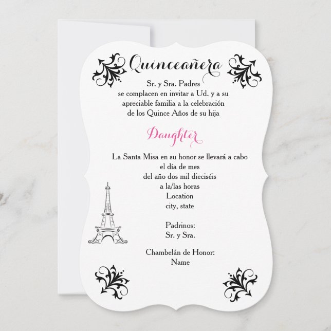 Invitación Quinceañera - Personalizar (Anverso)
