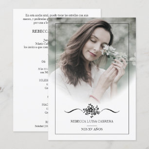 Invitación Quinceañera Photo Classic Chic Typography Script