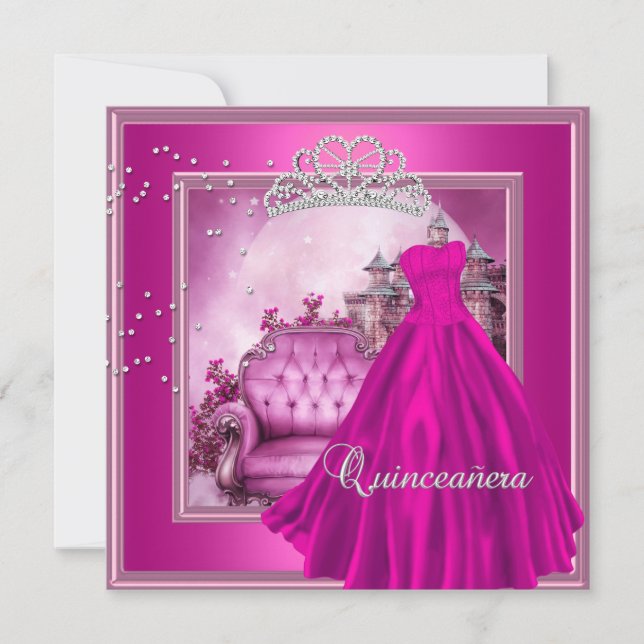 Invitación Quinceanera Pink 15th Birthday Party Magical (Anverso)