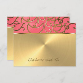 Invitación Quinceanera Pink and Gold Filigree Swirls