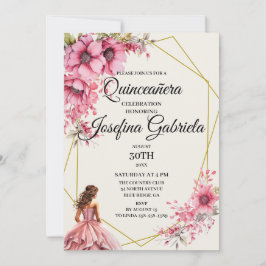 Invitación Quinceañera pink floral Invitation