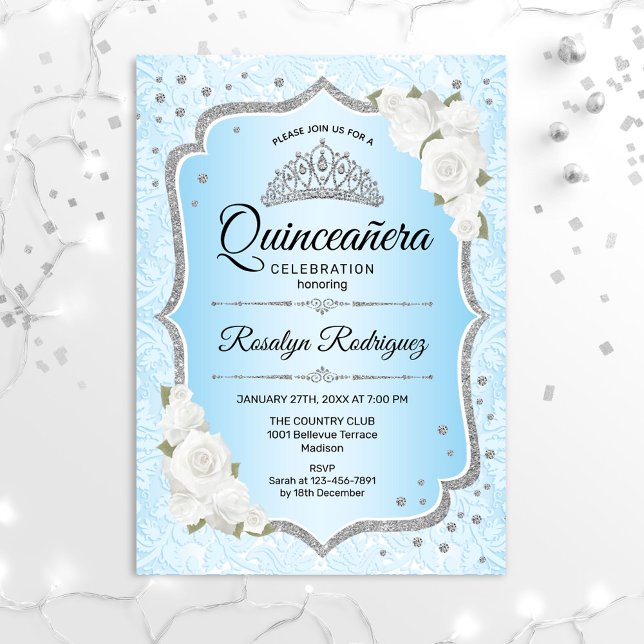 Invitación Quinceanera - Plata azul helado (Subido por el creador)