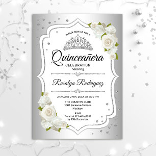 Invitación Quinceanera - Plata blanca