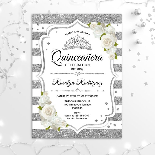 Invitación Quinceanera - Plata blanca (Subido por el creador)