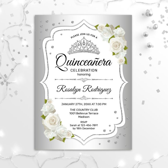 Invitación Quinceanera - Plata blanca (Subido por el creador)