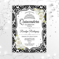 Quinceanera - Plata de Damasco Blanco Negro