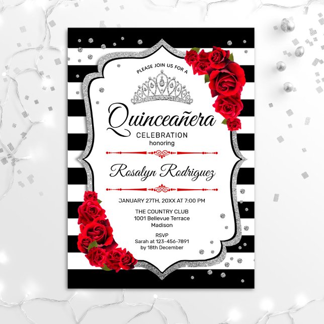 Invitación Quinceanera - Plata roja blanca (Subido por el creador)