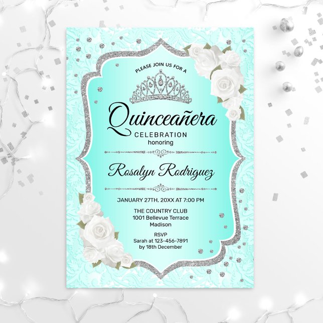 Invitación Quinceanera - Plata turquesa (Subido por el creador)