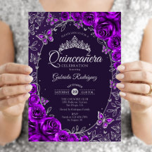 Quinceañera Plateada Púrpura