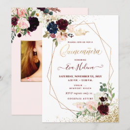 Invitación Quinceañera, princesa de las flores de color de ag