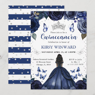Invitación Quinceañera Princesa de Piel Morena Vestido de Gal