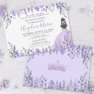 Invitación Quinceañera Princesa Floral Púrpura