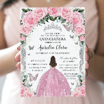 Invitación Quinceañera Princesa Plata rosa Floral Vintage<br><div class="desc">Personalice esta encantadora invitación de quinceañera con su propia redacción fácil y rápidamente,  simplemente pulse el botón personalizar it para reorganizar y formatear el estilo y la ubicación del texto. ¡Artículos coincidentes disponibles en la tienda! c) El estudio Happy Cat Studio</div>