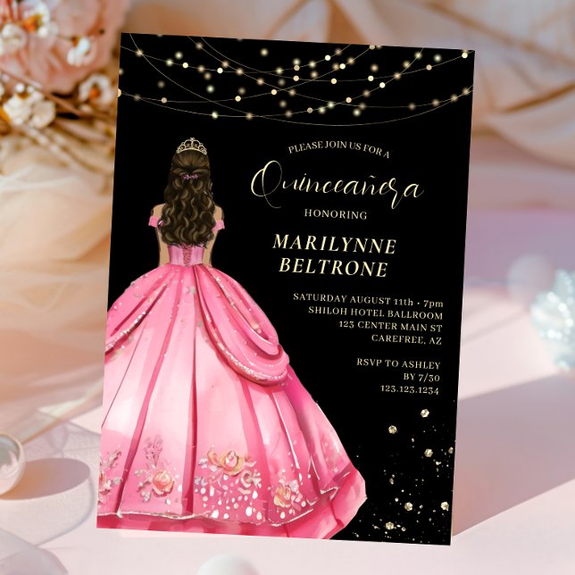 Invitación Quinceañera Princesa Rosa y Dorada (Subido por el creador)