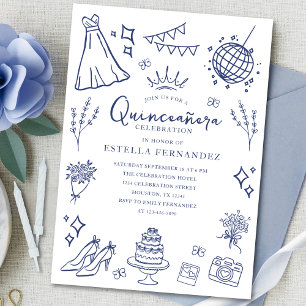 Invitación Quinceanera Princesa Tiara Corona Mariposas