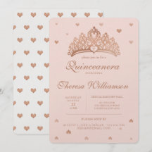 Quinceañera Princess Crown & Heart Rosa Gold