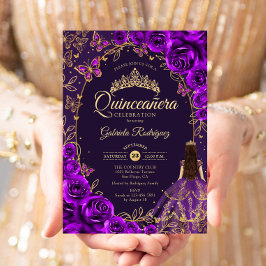 Invitación Quinceanera Purple Gold