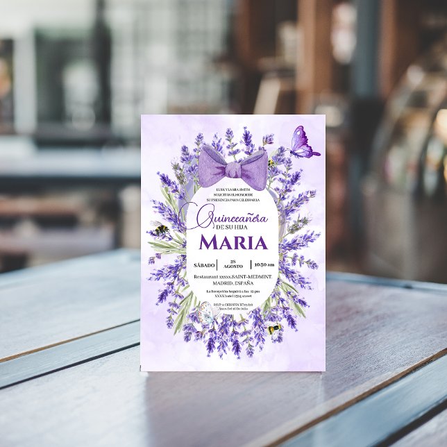 Invitación Quinceañera Purple lavender Floral Español (Subido por el creador)