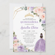 Quinceañera Purple Lavender Rubor Floral Gold