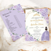 Quinceañera Purple Lilac Floral 15 Años Padrinos