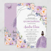 Quinceañera Purple Lilac Rubor Floral Silver Vesti