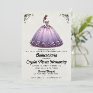 Invitación Quinceañera púrpura