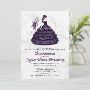 Invitación Quinceañera púrpura