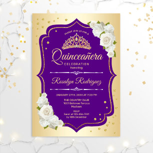 Invitación Quinceanera - Púrpura dorado