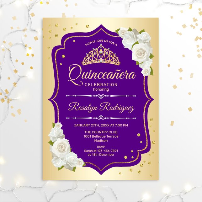 Invitación Quinceanera - Púrpura dorado (Subido por el creador)