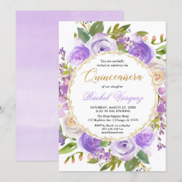 Invitación Quinceanera púrpura lavanda lila