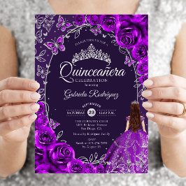 Invitación Quinceañera Púrpura Plata