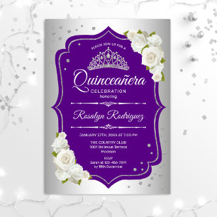 Invitación Quinceanera - Púrpura plateado