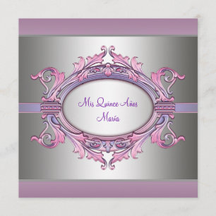Invitación Quinceanera púrpura rosa