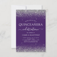 Quinceanera Purpurina moderno de color púrpura pla