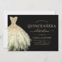 Quinceanera Purpurina negro y oro