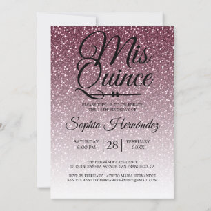 Invitación Quinceañera Purpurina Purpura Cumpleaños 15 