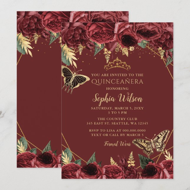 Invitación Quinceañera Quince (Anverso / Reverso)
