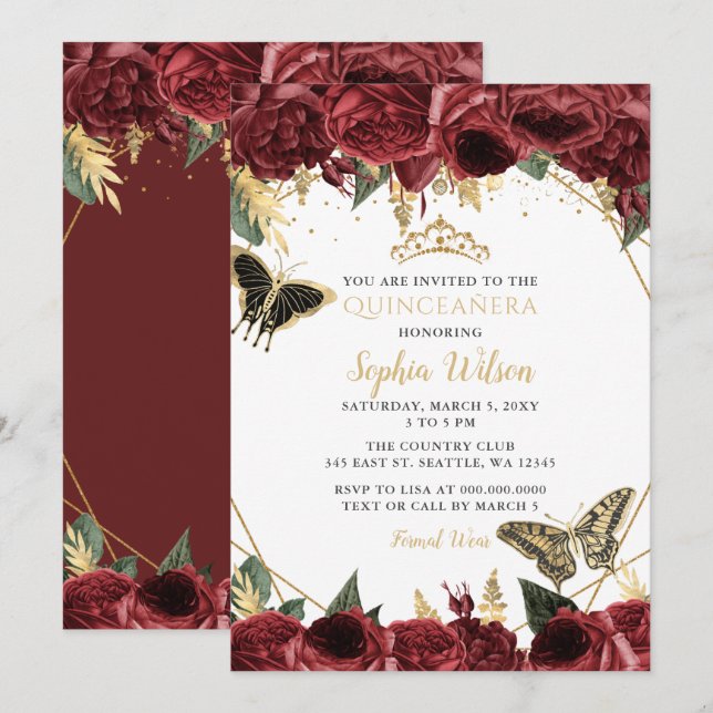 Invitación Quinceañera Quince (Anverso / Reverso)